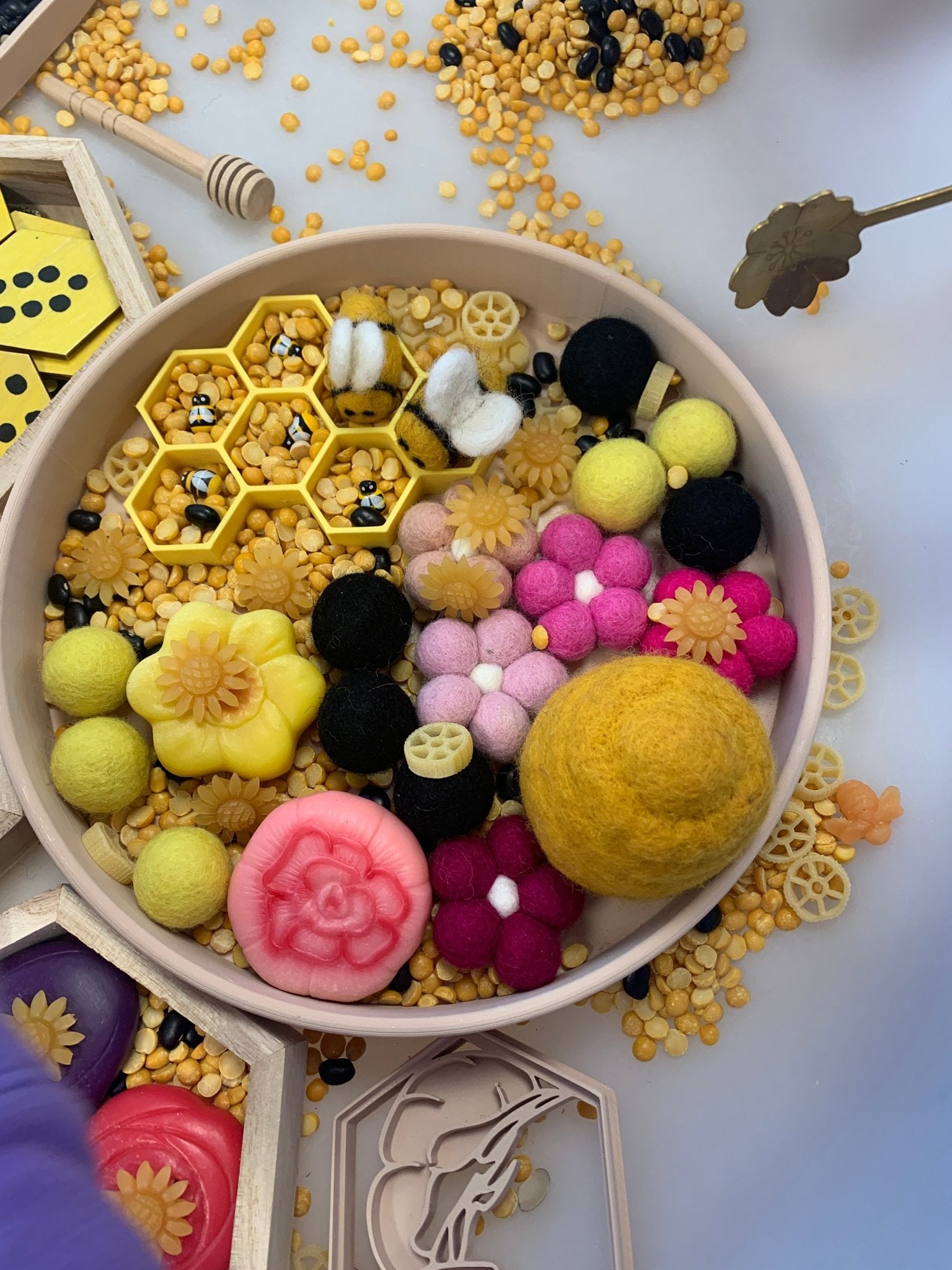 Honey Comb 3D printed Eco - Friendly - Sensory Tray - CJECOPLAY Inc.