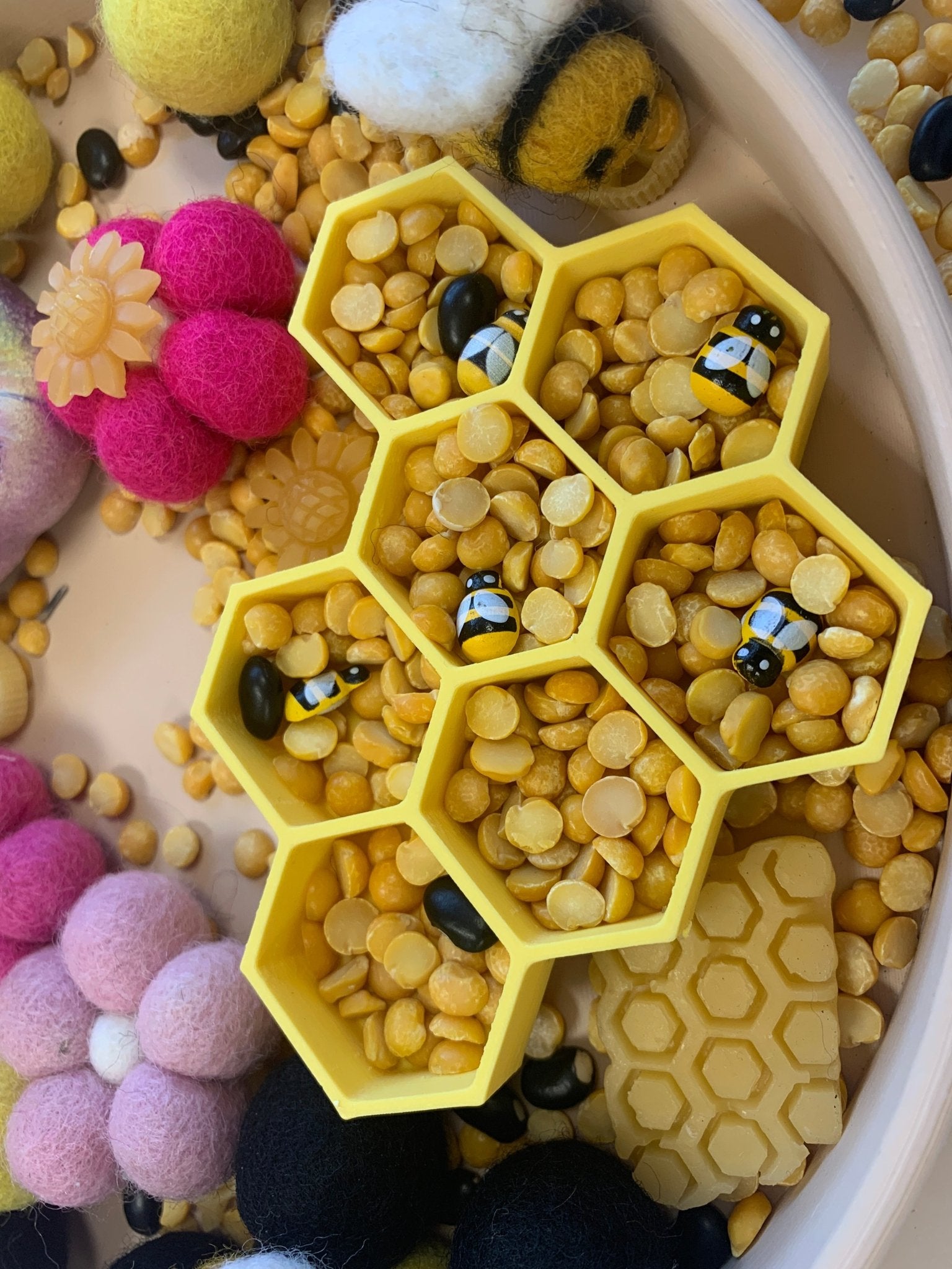 Honey Comb 3D printed Eco - Friendly - Sensory Tray - CJECOPLAY Inc.